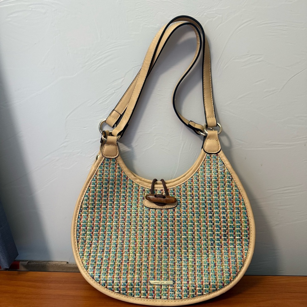 Simply Noelle Woven Rattan Straw Colorful Multi Shoulder Crossbody Bag Purse - Picture 1 of 11